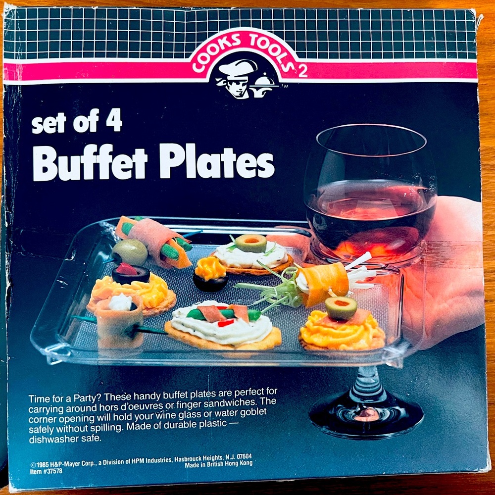 Acrylic Buffet Plates with Wine Glass Holder (set of 12)